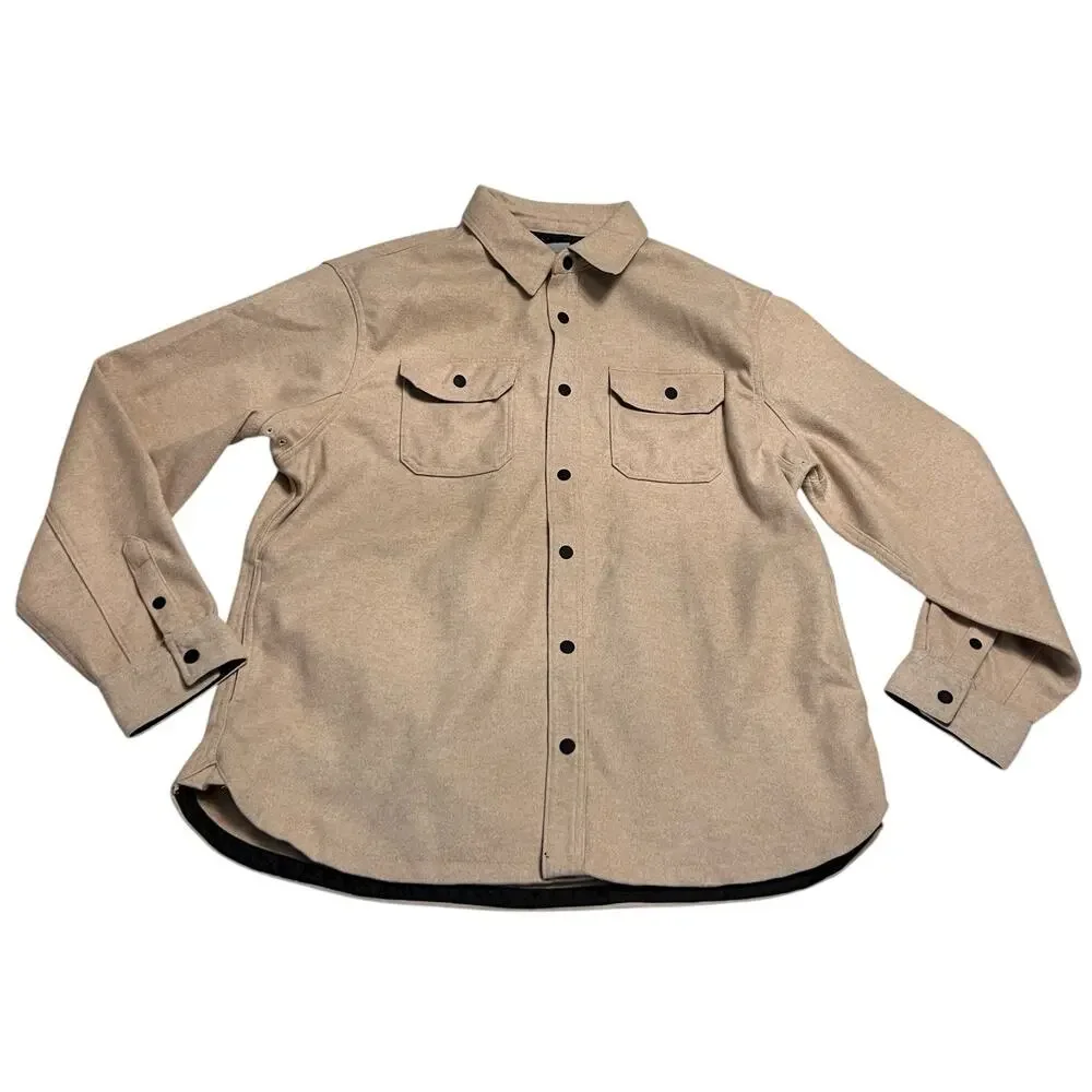 GIASONE Mens XXL Gray Full Button Up Long Sleeve Shirt Snap Stretch Shacket